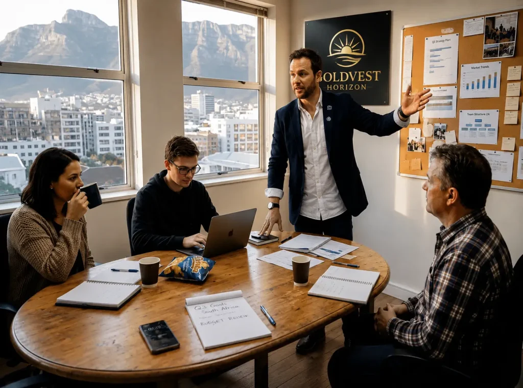 Business owners defining strategic goals during a consultation session